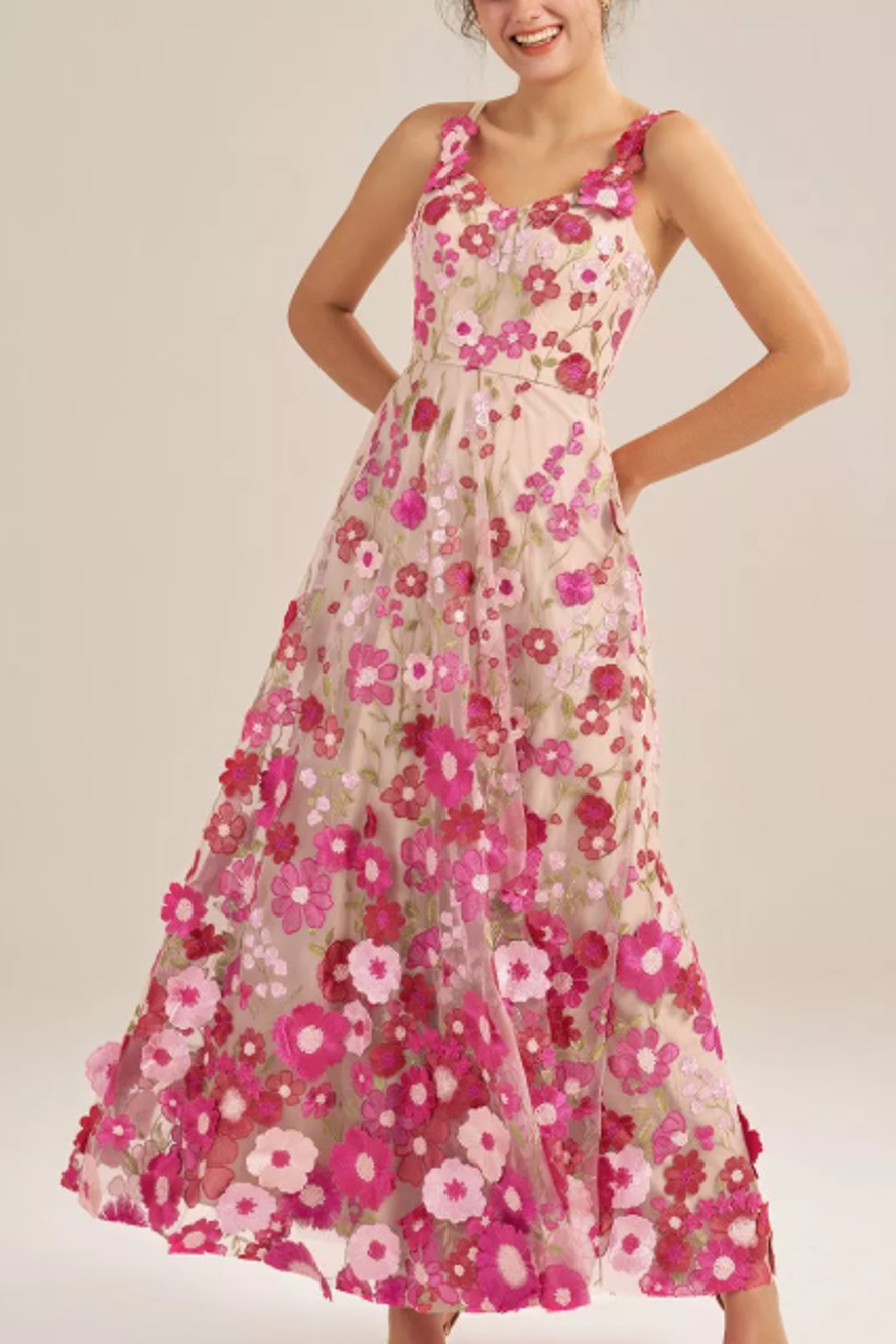 AW BRIDAL SZ 20 plus Fuchsia pink embroidered floral Alison maxi dress NEW B29